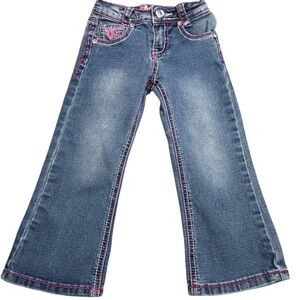 Cowgirl Hardware Pink Stitch Barbed Wire Design Pockets Jewel Hardware Jeans 3T